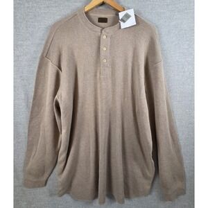 Talbots Men XL Henley Sweater Alpaca Blend Oatmeal Pullover Soft Luxury NEW